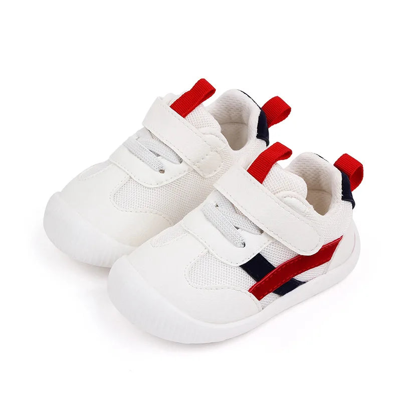 Red Airy Step baby shoes with hook-and-loop straps