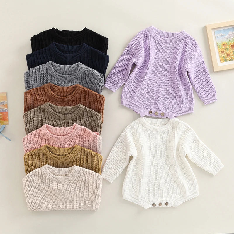 Knitted Long Sleeve Baby Romper, product view 6
