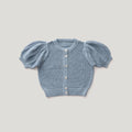 Girls Knit Cardigan Hollow Out Puff Short Sleeve Button Down Sweater Coat