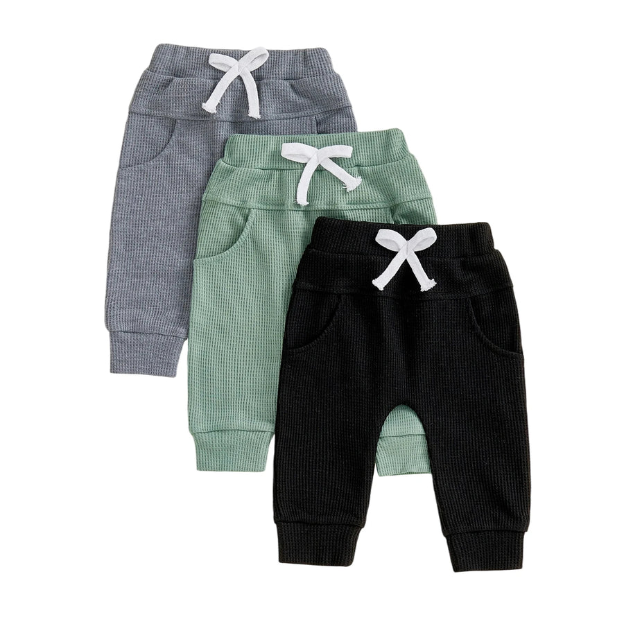 Elastic Waist Solid Color Baby Pants