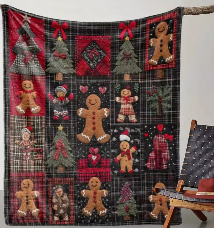 Gingerbread Patchwork Throw Blanket
