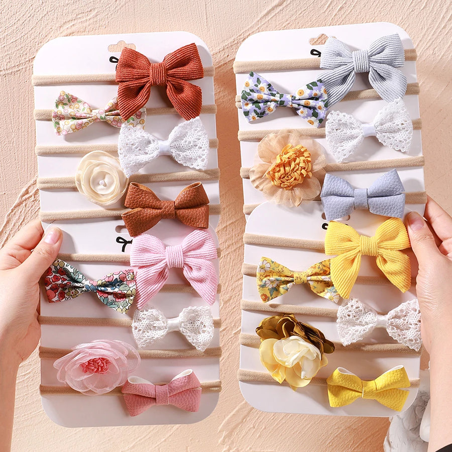 Floral Lace Bow Headband Set for Babies and Toddlers