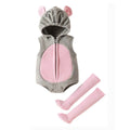 Infant mouse romper costume set with hood and striped stockings