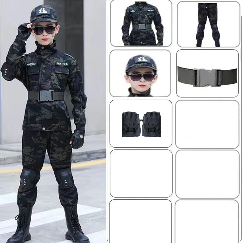 Black camouflage basic costume set for kids