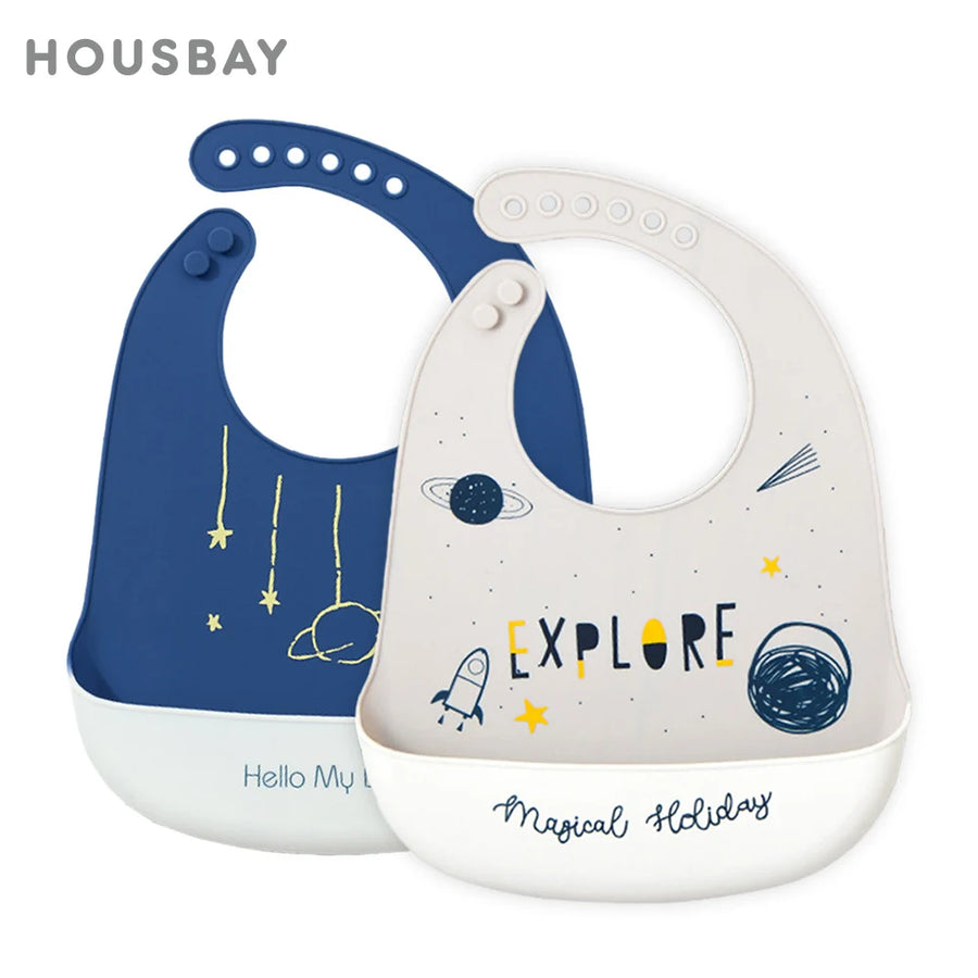 Cartoon Silicone Waterproof Baby Bib with Adjustable Fit