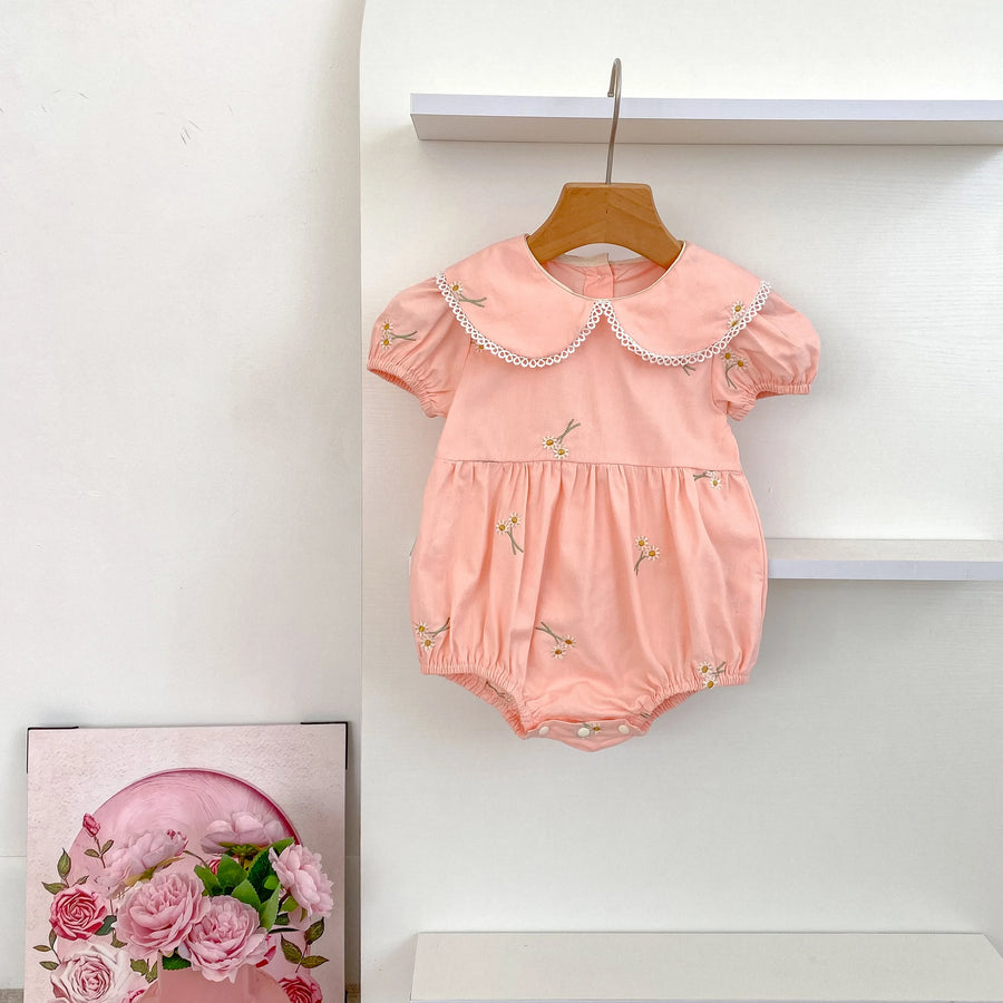 Blue floral embroidered dress for girls