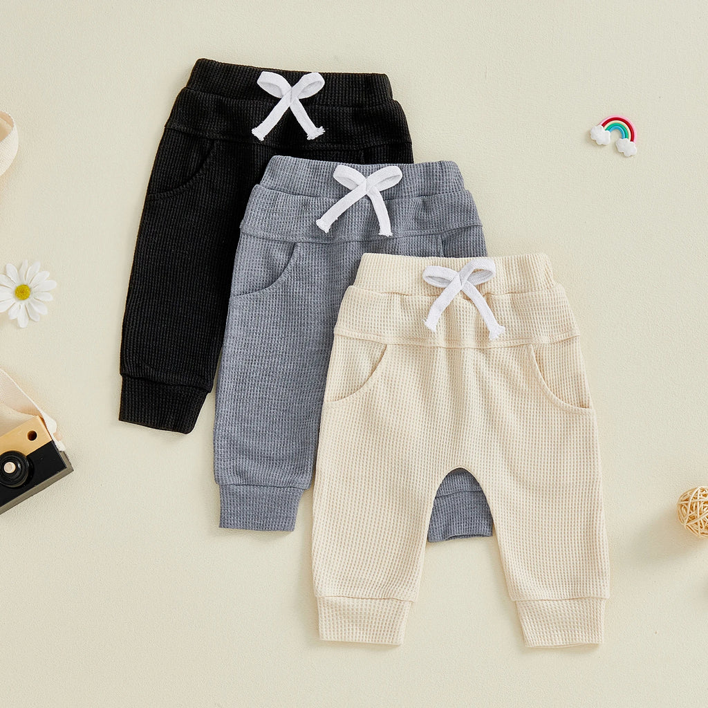 Elastic Waist Solid Color Baby Pants