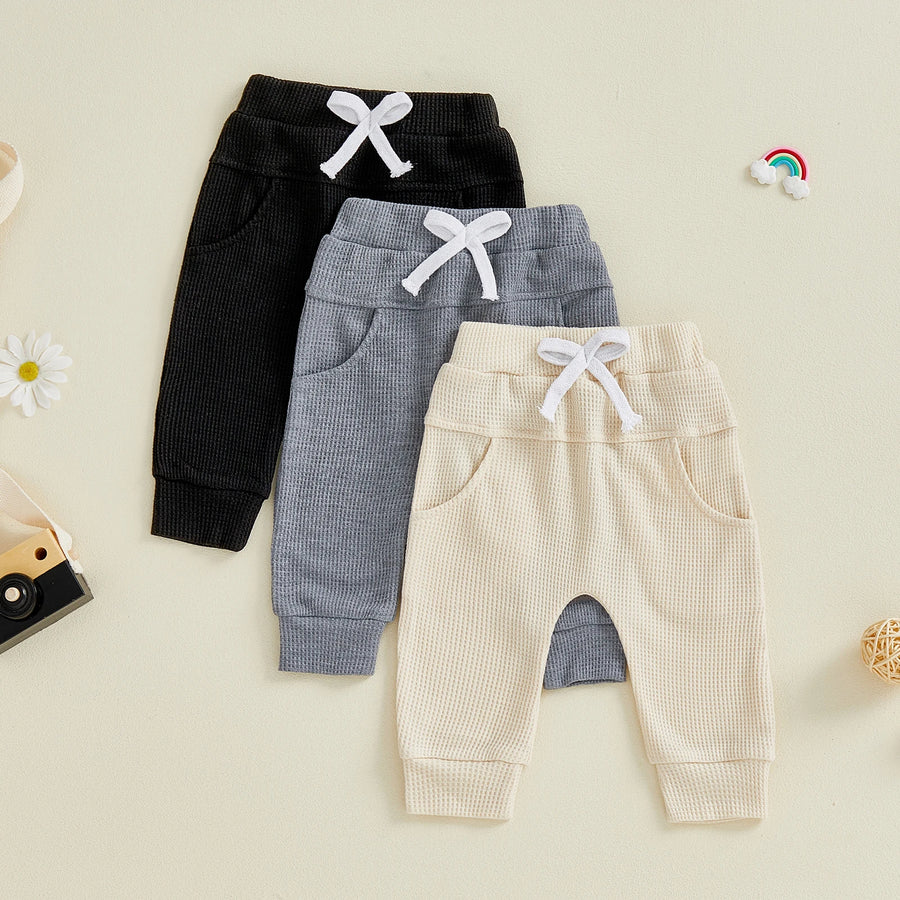 Elastic Waist Solid Color Baby Pants