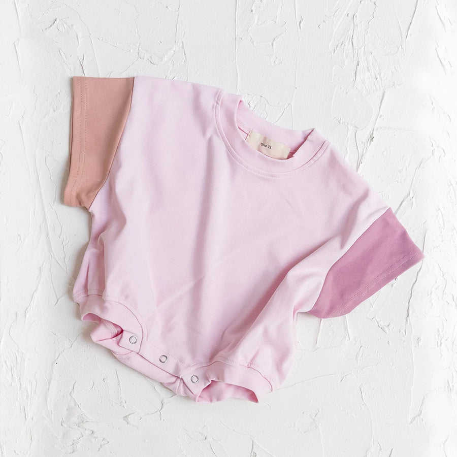 The Oversized Tee Romper - Bubble gum, product view