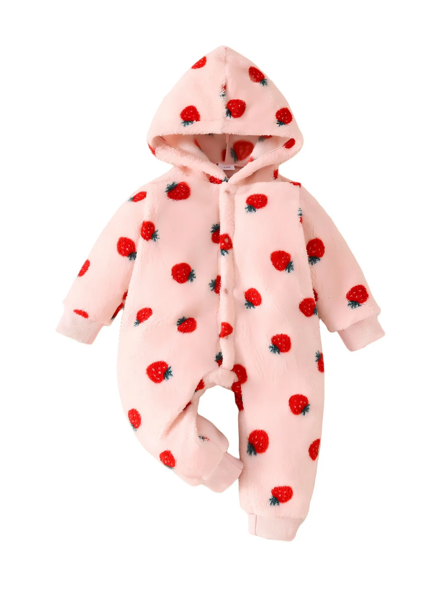 Strawberry Print Hooded Romper, product view 7