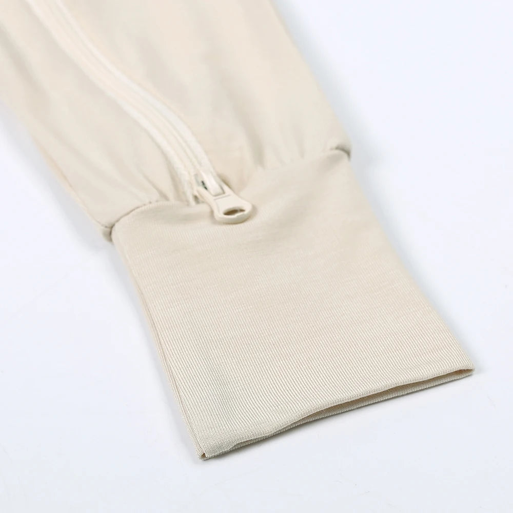 Exact supplier zipper and fabric detail for Bamboo Short Sleeve Zip Romper - Dusty Blue