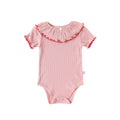 Baby Girls' Summer Triangular Bodysuit Pure Cotton Ruffled Collar Thin Trendy Clothing for Baby Girls
