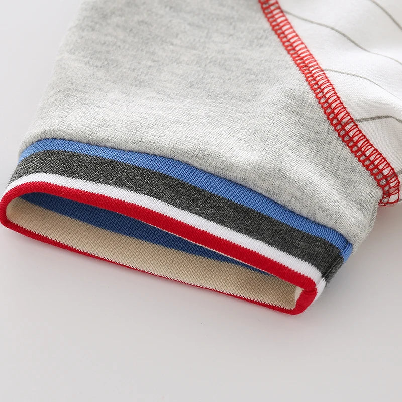 Striped Baseball-Style Romper for Baby in Soft Cotton