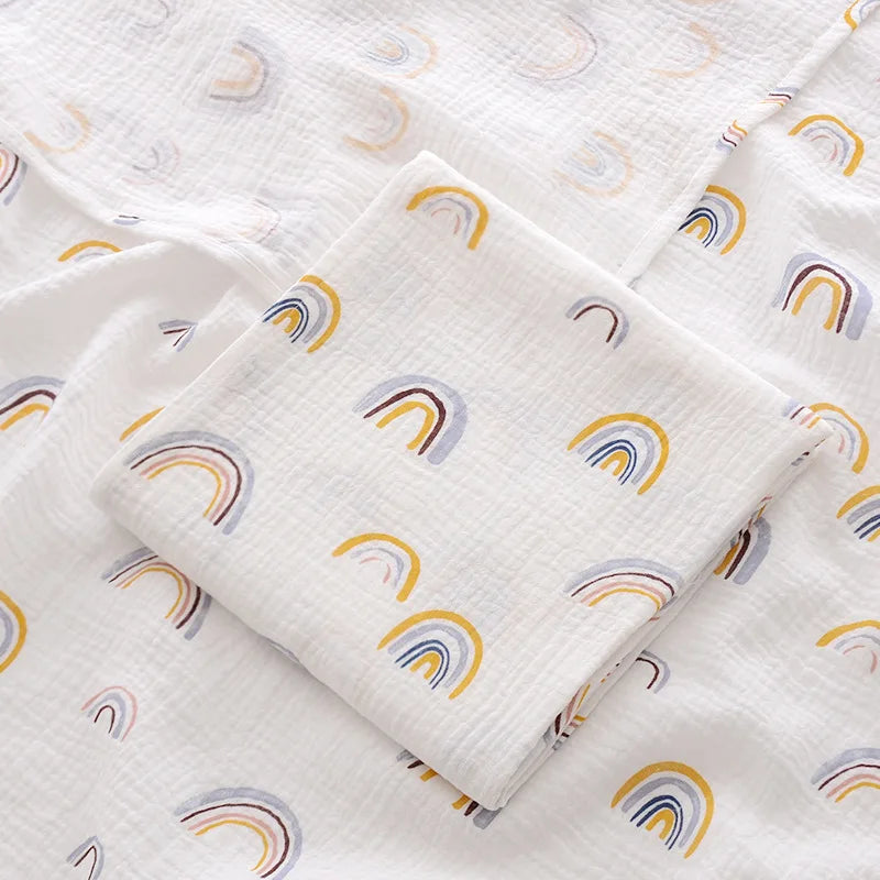 Rainbow Muslin Baby Blanket - 2-Layer Cotton Swaddle - 100×100 cm (39.4×39.4 inches)