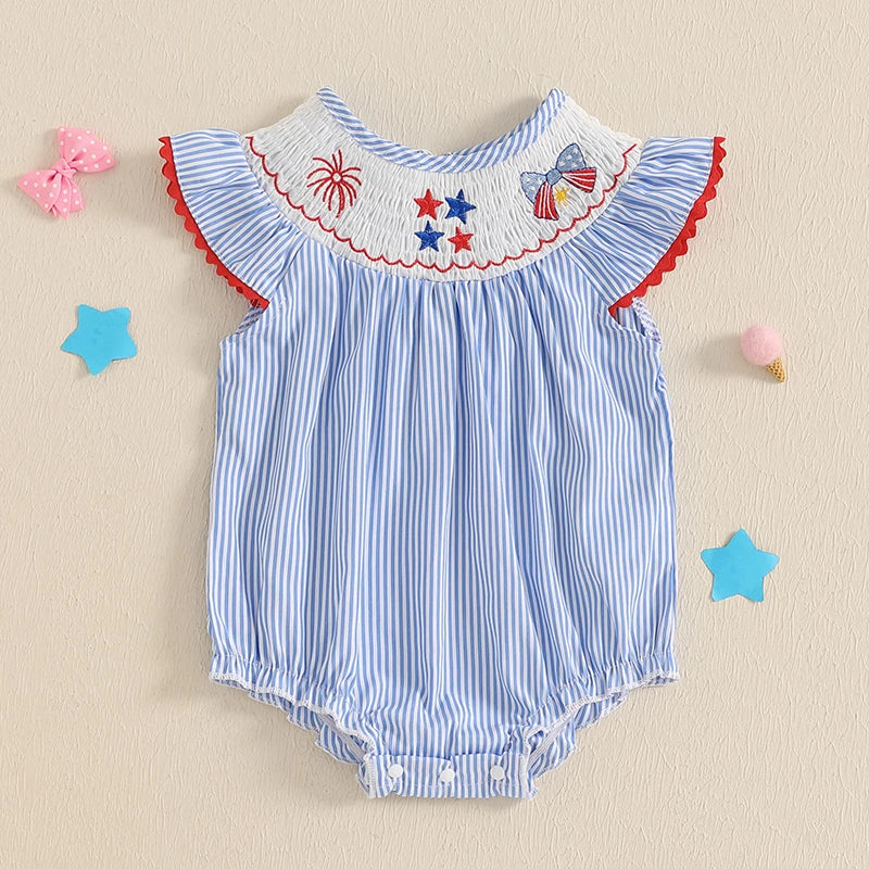Starry Seersucker Smocked Romper