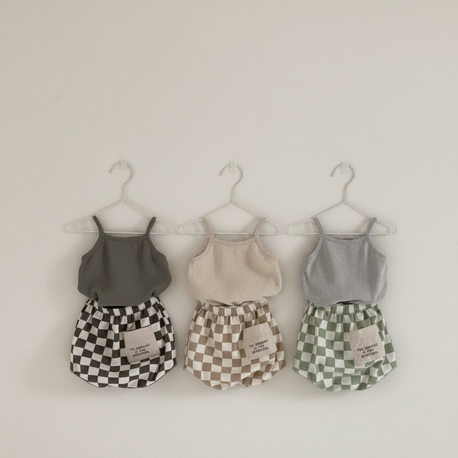 Checkered Shorts and Camisole Set for Babies