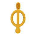 Silicone Baby Teething Ring displayed on soft fabric