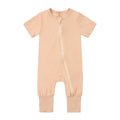 Bamboo Short Sleeve Zip Romper - Dusty Pink