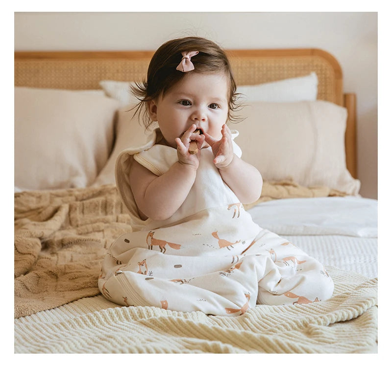Premium Cotton Sleep Sack 2.5 TOG | Sleeveless Wearable Blanket, 0–24M - Fox