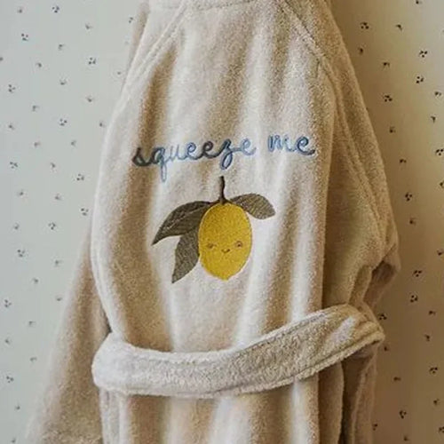 Embroidered Cotton Hooded Bathrobe Set, product view 2