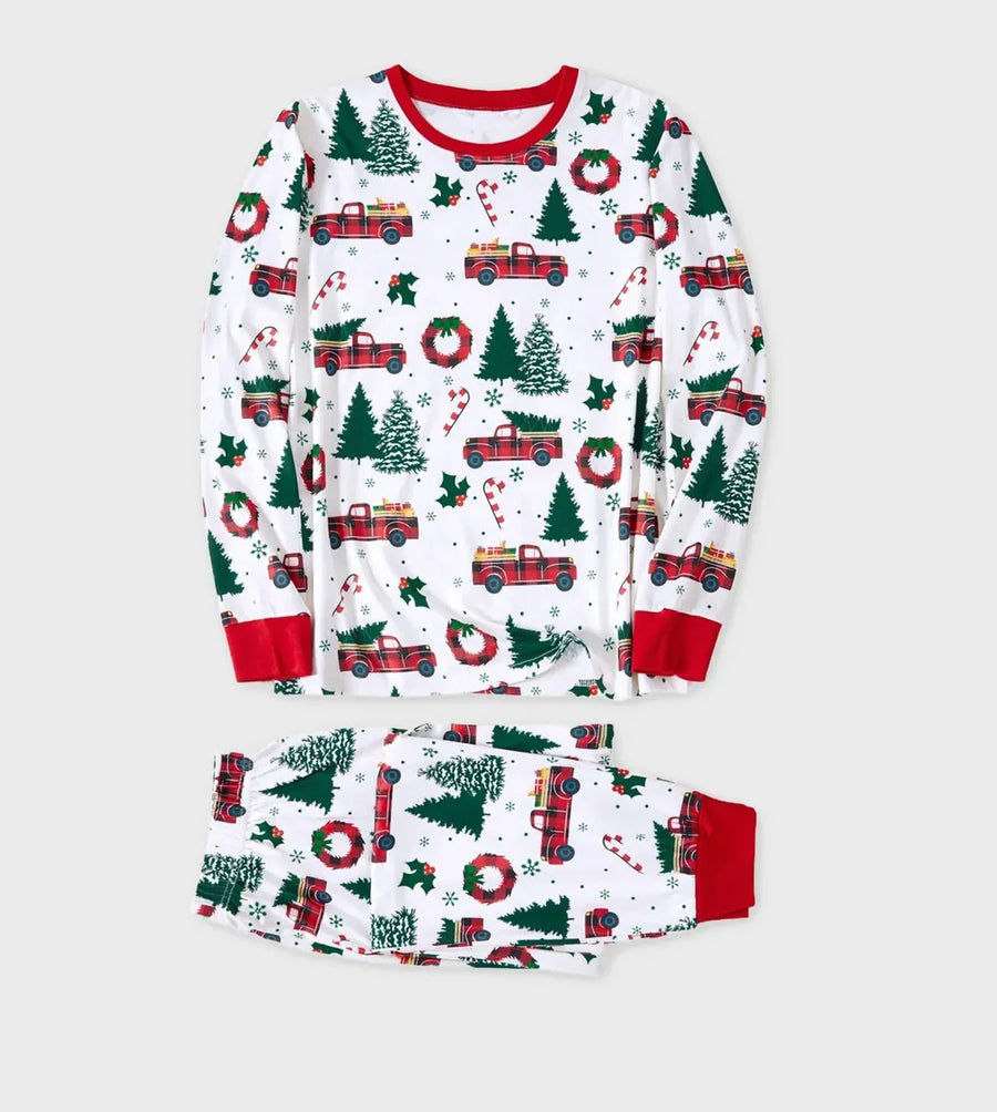 Christmas Tree & Car Print Family Pajamas