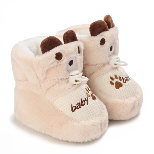 Cream Bear Toggle Cozy Cartoon baby boots