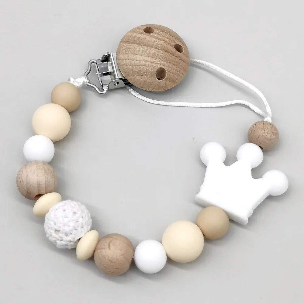 Wooden Bead Pacifier Clip