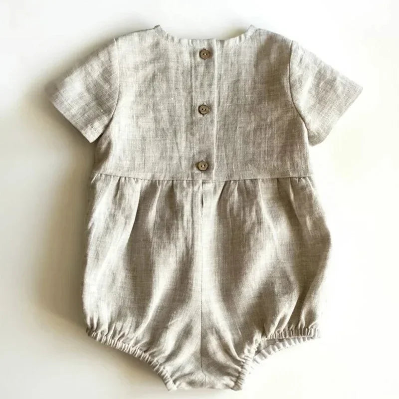 Korean Style Cotton Baby Romper in Beige and White colors