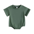 Short Sleeve Solid Color Infant Bodysuit Jumpsuit