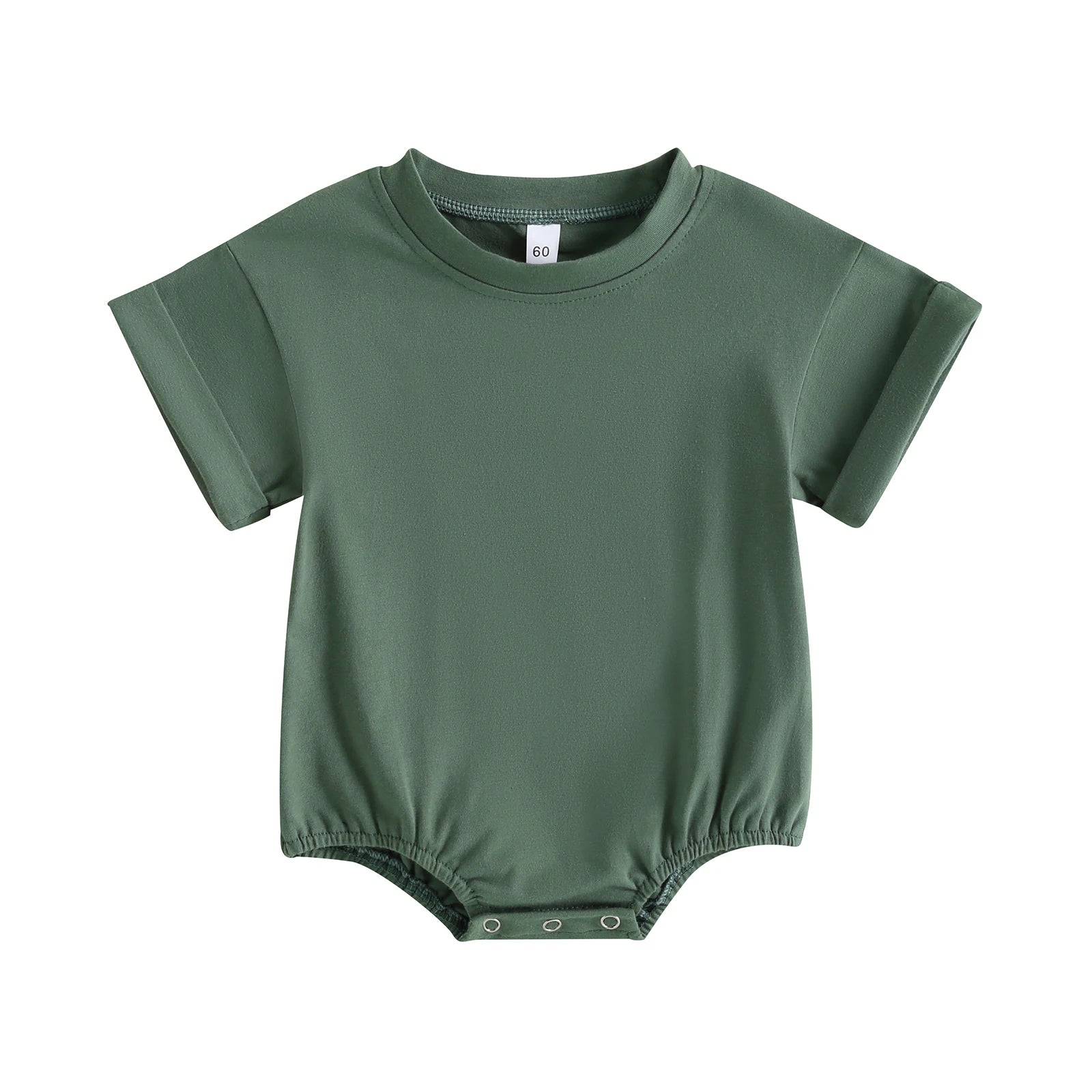 Short Sleeve Solid Color Infant Bodysuit Jumpsuit