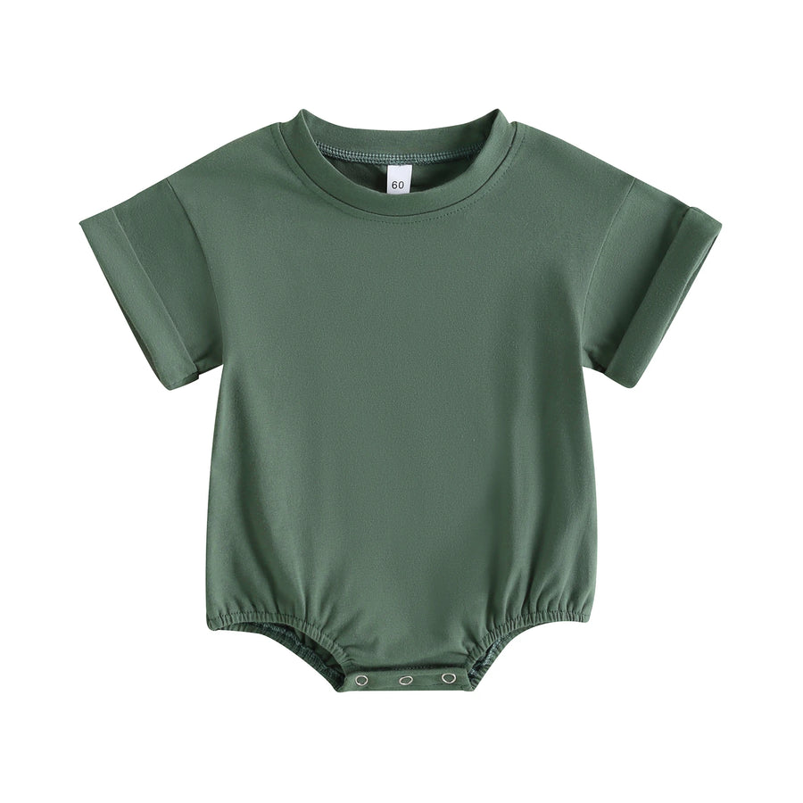 Short Sleeve Solid Color Infant Bodysuit Jumpsuit