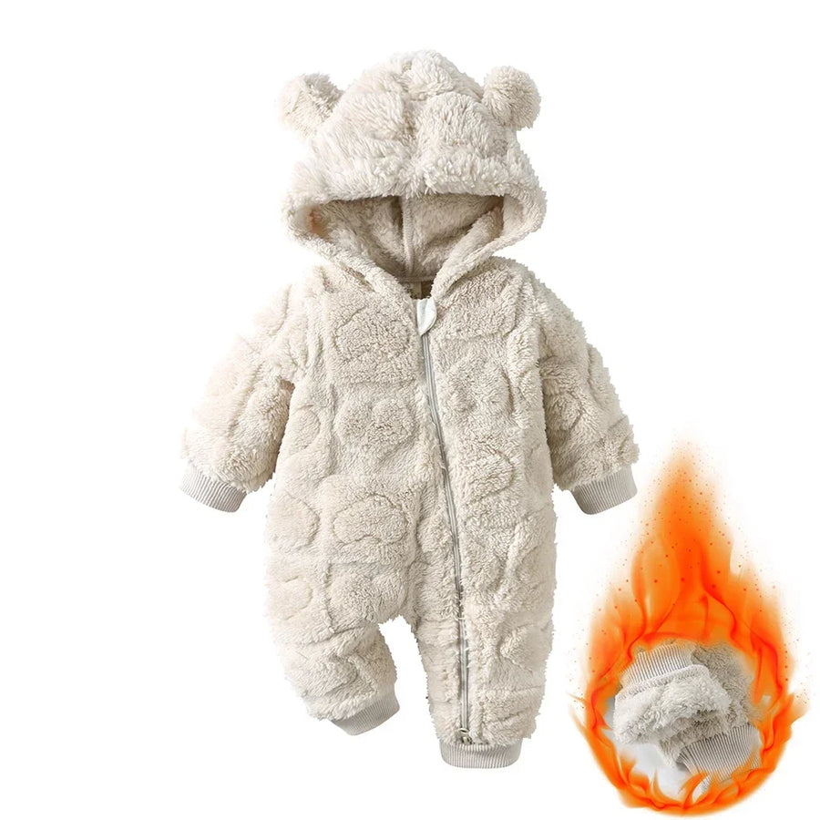 Heart Hooded Knit Baby Romper cozy and warm design