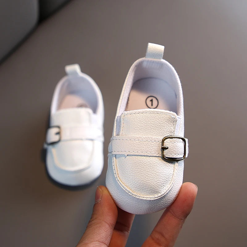 White buckle loafer baby first walkers