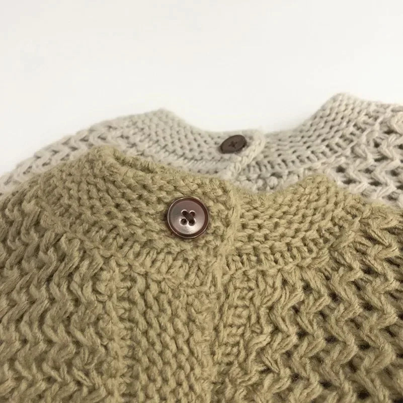 Children's Pineapple Striped Knit Cardigan Sweater worn by child