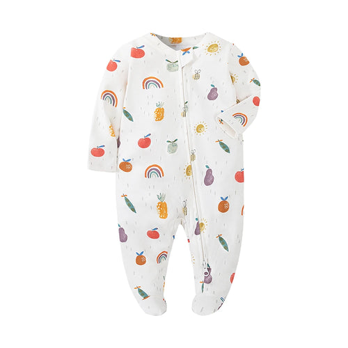 Solid White Footed Romper, product view 2