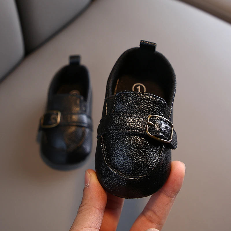 Black buckle loafer baby first walkers