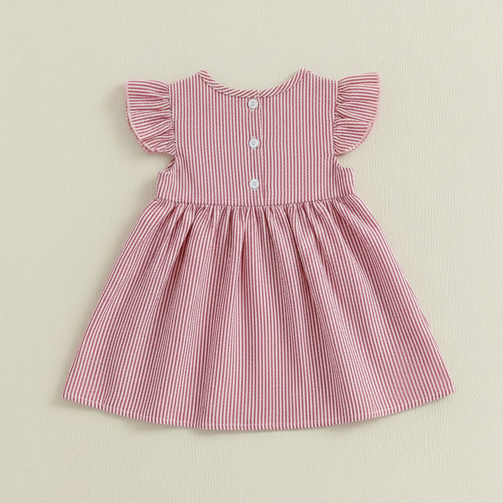 Stars & Stripes Seersucker Flutter Dress - Red