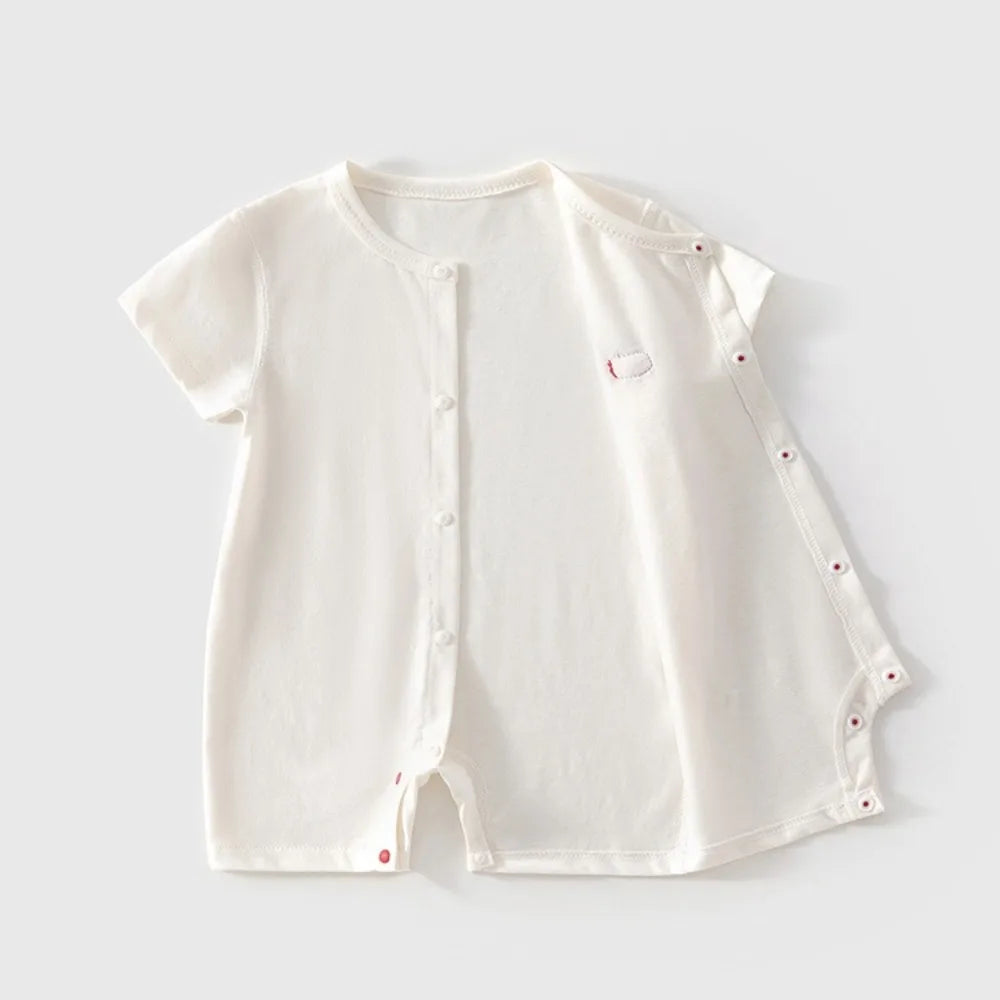 Close-up of Cartoon Pattern on Summer Romper for Baby
