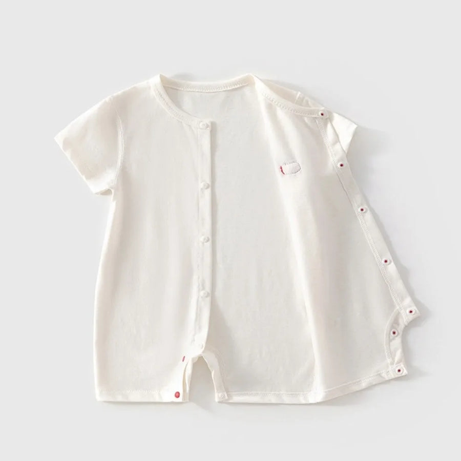 Close-up of Cartoon Pattern on Summer Romper for Baby