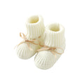 Cream Ribbon-Tie knitted baby booties