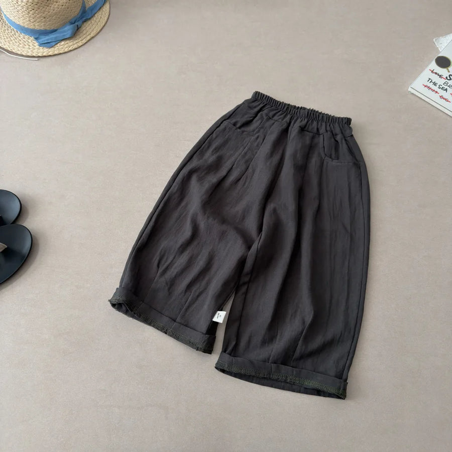 Solid Color Linen Children's Pants Kids Loose Thin Trousers Summer Flax Harem Pants