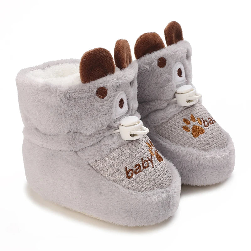 Gray Bear Toggle Cozy Cartoon baby boots