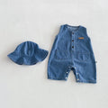 Matching denim bucket hat for baby romper outfit