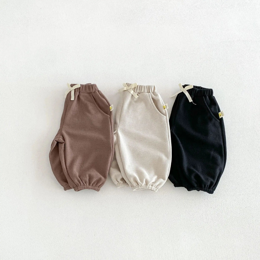 Loose Waffle Knit Pants in Brown