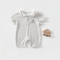 Striped Sailor Collar Romper in Khaki and Grey for Baby