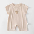 Breathable cotton summer romper for babies with short sleeves and single-breasted closure