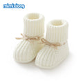 Cream Cable-Knit knitted baby booties