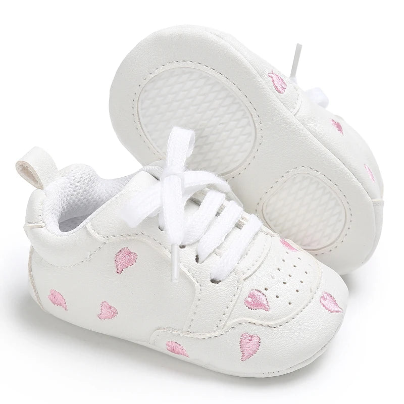 Pink Heart Lace-Up Little Steps baby sneakers