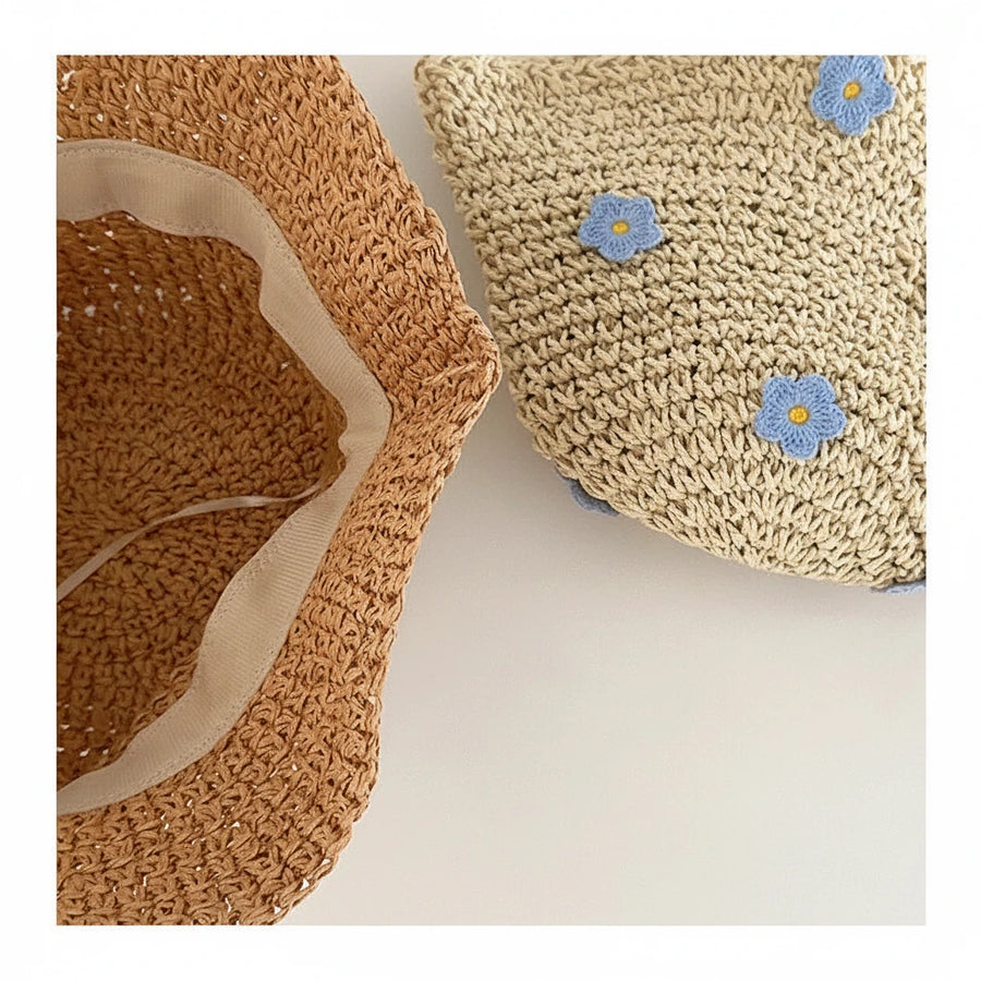 Mommy and Me Matching Floral Straw Fisherman Hat, product view 2