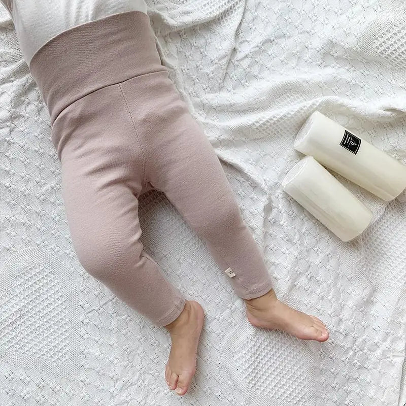 Ribbed full-length baby pants in multiple colors for autumn and spring